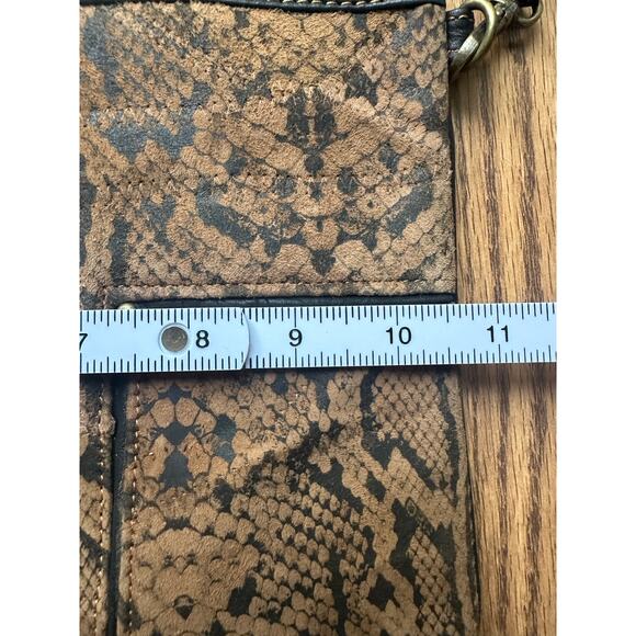 Vaan & Co. Recycled Leather Snakeskin Brown Black RDIF Patchwork NWT Crossbody - Picture 5 of 7